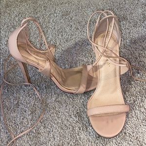 Lightly worn wrap up nude heels